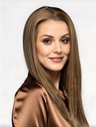 Wholesale Real Hair Wigs - 18 Inch Hand-Tied Blonde Straight Remy Human Hair Wig with Mono Top Lace Front