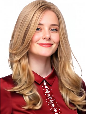 Wholesale 17 Inch Long Blonde Wavy Remy Human Hair Wig – Hand-Tied Mono Top & Lace Fron
