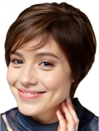 Short Straight Auburn Human Hair Wigs Wholesale – 6" Boycut 100% Hand Tied Lace Front Wig