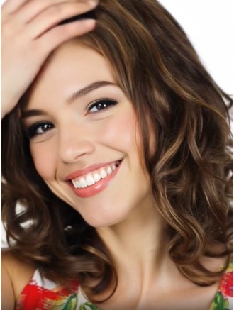 Wholesale 14″ Curly Layered Remy Human Hair Wig – Fully Hand-Tied Lace Wig