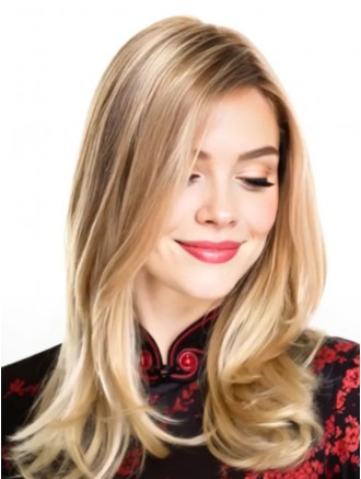 Wholesale Long Blonde Monofilament Wig – 16" Straight 100% Hand-Tied Lace Front Remy Human Hair Wig