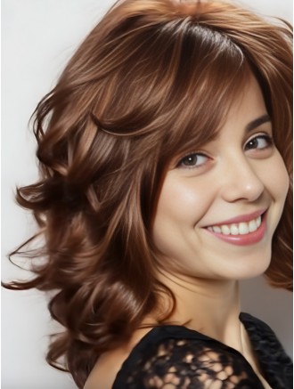 Wholesale 14 Inch Wavy Human Hair Wig with Lace Front and Mono Top
