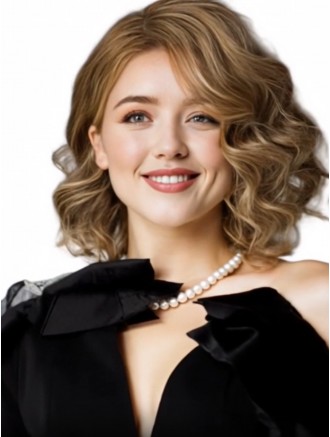 Wholesale 12" Blonde Curly Long Bob Wig – 100% Hand-Tied Remy Human Hair with Lace Front