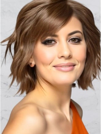 10" Curly Brown Bob Wig – Wholesale Lace Front Mono-Top 100% Hand-Tied Remy Human Hair Wig