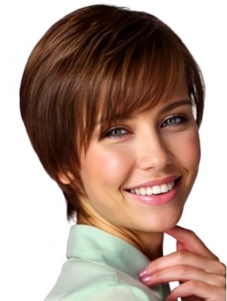 Cropped Length Straight Hair Wigs for Women – Auburn Color Real Hair Wholesale