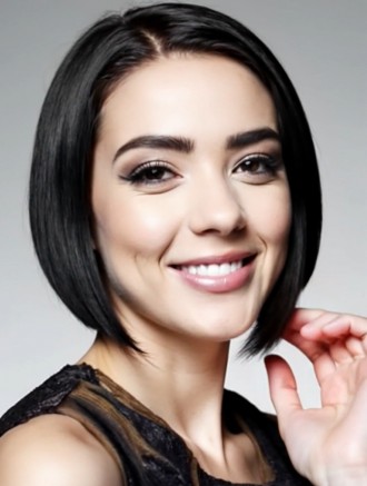 Wholesale Remy Human Hair Lace Front Bob Wig – Chin Length Straight Black Monofilament Wig