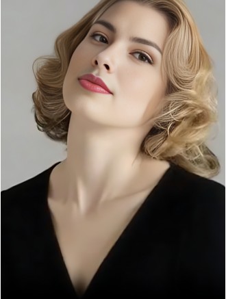 Wholesale Real Hair Wigs - 12 Inch Hand-Tied Curly Classic Blonde Remy Human Hair Wig with Mono Top Lace Front