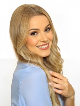 24 Inch Wavy Blonde Remy Human Hair Wigs Wholesale – 100% Hand Tied Monofilament Lace Front Wigs