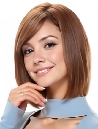 11 Inch Auburn Straight Bob Remy Human Hair Wig – Petite Cap Mono Top Lace Front Wholesale