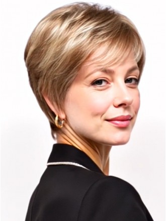 Short Blonde Straight Layered Remy Human Hair Wigs Wholesale