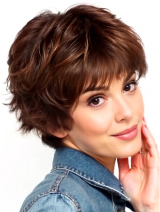 Short Straight Auburn Boycut Wig – 100% Hand-Tied Remy Human Hair, Mono Top & Lace Front for Wholesale