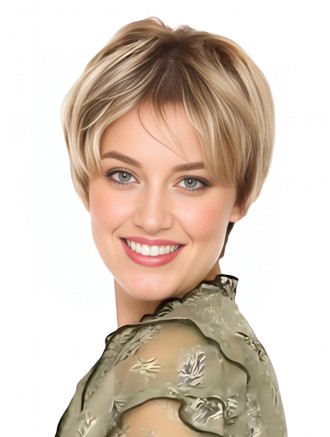 Wholesale Chin Length Straight Blonde Human Hair Wigs with Lace Front and Monofilament Top