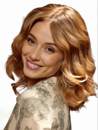 Wholesale 12 Inch Long Wavy Synthetic Blonde Wigs with Capless Construction