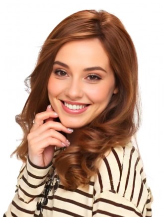 Wholesale Auburn Wavy Layered Wig – 16 Inch Remy Human Hair with Monofilament Top and Lace Front