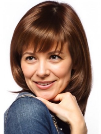 Wholesale Auburn Synthetic Shoulder-Length Wigs with Bangs – Layered Capless Hairpieces for Women