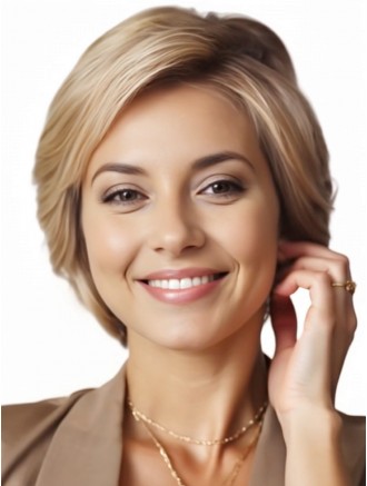Wholesale Short Remy Human Hair Wigs – Layered Straight Lace Front Mono Top