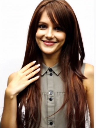Long Real Hair Wig – Layered Straight Capless Remy Wig 26 Inch