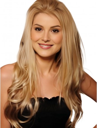 20 Inch Blonde Lace Front Human Hair Wig Layered Cut – Wholesale Remy Long Wigs