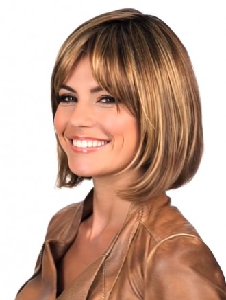 Wholesale Chin Length Brown Straight Bob Wig – 100% Remy Human Hair Lace Front