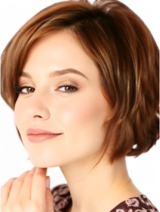 Short Wavy Layered Human Hair Lace Front Wig – Auburn Remy Hair for Wholesale
