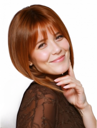 Wholesale Remy Human Hair Wigs - Affordable Auburn Lace Front Monofilament Wigs with Bangs