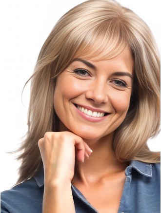 Wholesale Long Blonde Human Hair Wigs Straight Layered Cut with Lace Front and Mono Part