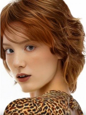 Wholesale Wavy Brown Remy Human Hair Wig – 10" Layered, 100 % Hand-Tied Lace Front & Monofilament Top