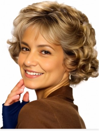 6 Inch Short Curly Blonde Remy Human Hair Lace Front Wig with Monofilament Top Wholesale