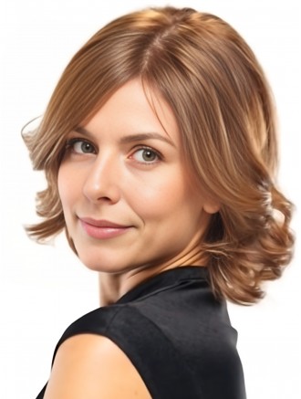 Wholesale Auburn Chin-Length Wavy Remy Human Hair Bob Wig – Monofilament Top