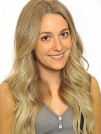Wholesale 100% Hand-Tied Remy Human Hair Wigs – Long Wavy Blonde Affordable Monofilament Wigs