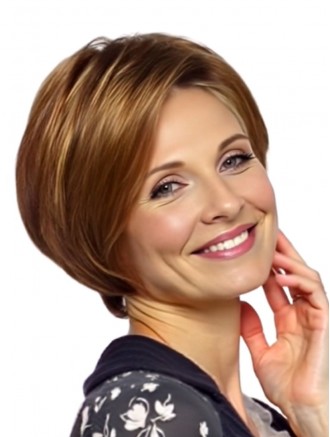 Lace Front Auburn Bob Wig – Straight Chin-Length Remy Human Hair, Mono Top, Capless
