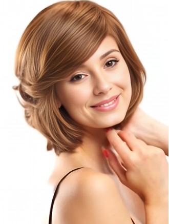 Remy Human Hair Chin Length Bob Wavy Petite Mono Top Capless Wholesale Wigs