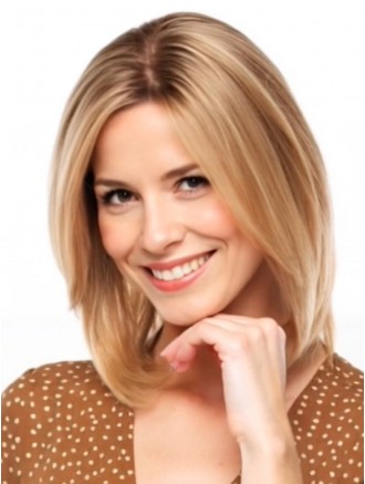 Wholesale True Hair Wigs – 12 Inch Straight Blonde Bob Wigs 100% Hand Tied Lace Front