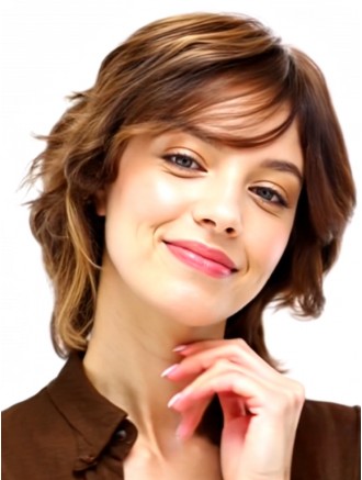 Short Wavy Real Hair Wig – Auburn Hand Tied Remy Human Hair Wig for Wholesale