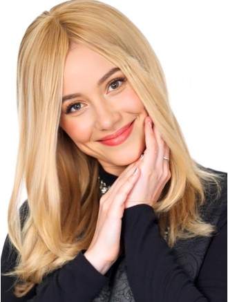 18 Inch Long Straight Remy Human Hair Wig with Fringe – 100% Hand-Tied Mono Top & Lace Front Real Hair Wig for Wholesale