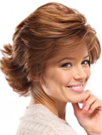 Short Auburn Wavy Remy Human Hair Bobs Wigs Wholesale