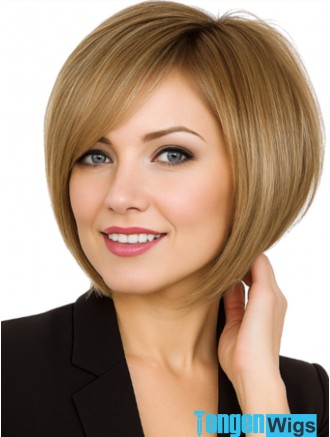 10" Blonde Straight Bob Wig – Lace Front Mono Top 100% Hand-Tied Remy Human Hair Wholesale Wig
