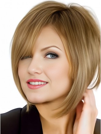 10" Blonde Straight Bob Wig – Lace Front Mono Top 100% Hand-Tied Remy Human Hair Wholesale Wig