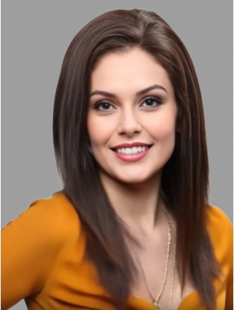 Wholesale Real Hair Wigs - 20 Inch Hand-Tied Auburn Straight Remy Human Hair Wig with Mono Top Lace Front