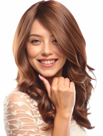 18 Inch Auburn Remy Human Hair Wigs Without Bangs Monofilament Cap Wholesale