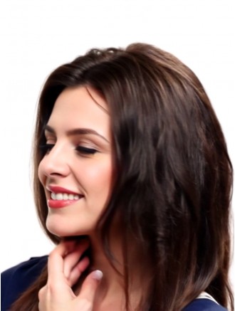 18 Inch Straight Auburn Real Hair Wig – 100% Hand-Tied Mono Top Remy Human Hair Lace Front Wig Wholesale