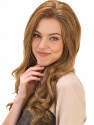Affordable Wholesale 24 Inch Wavy Auburn Real Hair Lace Front Wigs Without Bangs