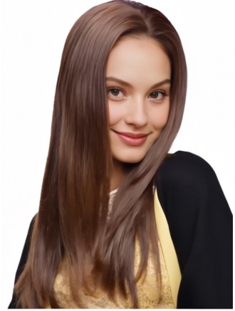 Wholesale Auburn Long Straight No-Bangs Real Hair Lace Front Wigs 22 Inch