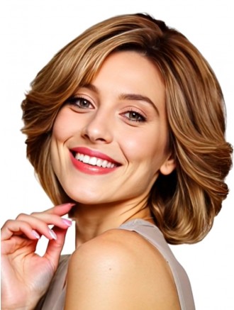 12" Auburn Wavy Bob Wig | 100% Hand-Tied Remy Human Hair with Monofilament Top & Lace Front – Wholesale