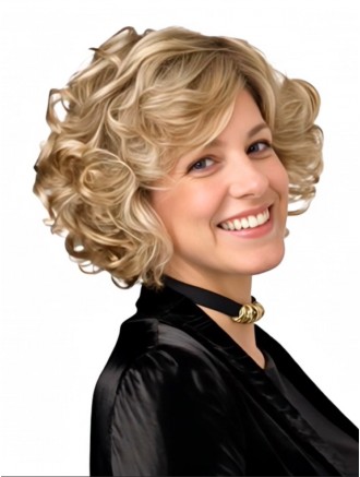 Wholesale 10 Inch Curly Blonde Human Hair Lace Front Wigs