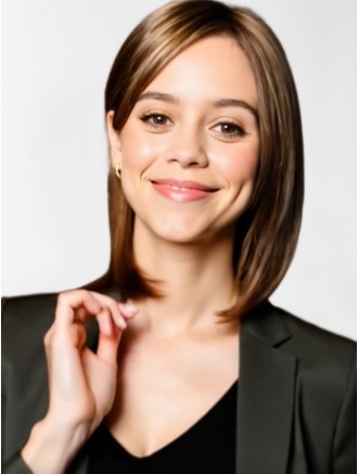100% Hand-Tied Straight Brown Bob Wig – 11 Inch Shoulder-Length Remy Human Hair Wig