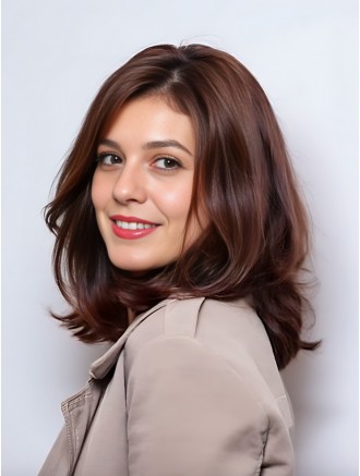 Wholesale 12-Inch Auburn Remy Human Hair Monofilament Lace Front Wig – Shoulder-Length Waves