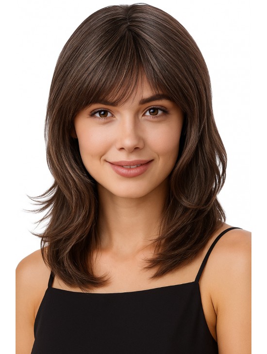 Wholesale 13-Inch Brown Wavy Wig with Bangs – Remy Human Hair Lace Front & Monofilament Capless Wig Wholesale 13-Inch Brown Wavy Wig with Bangs – Remy Human Hair Lace Front & Monofilament Capless Wig