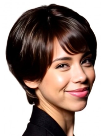 Wholesale Real Human Hair Wig – 8 Inch Short Straight Layered Brown Remy Hair Wig