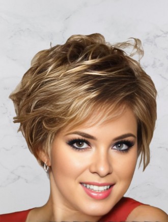 Wholesale 3 Inch Brown Synthetic Boycut Wig – Capless Short Straight Style